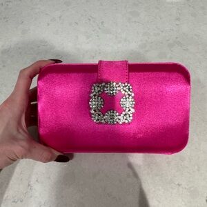 Very J Fuchsia Clutch with Rhinestone Accent
